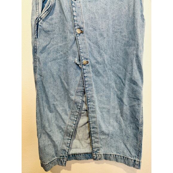 MADEWELL Light Blue Denim 100% Cotton Button Front Wrap Midi Skirt Size 27 - Picture 11 of 16